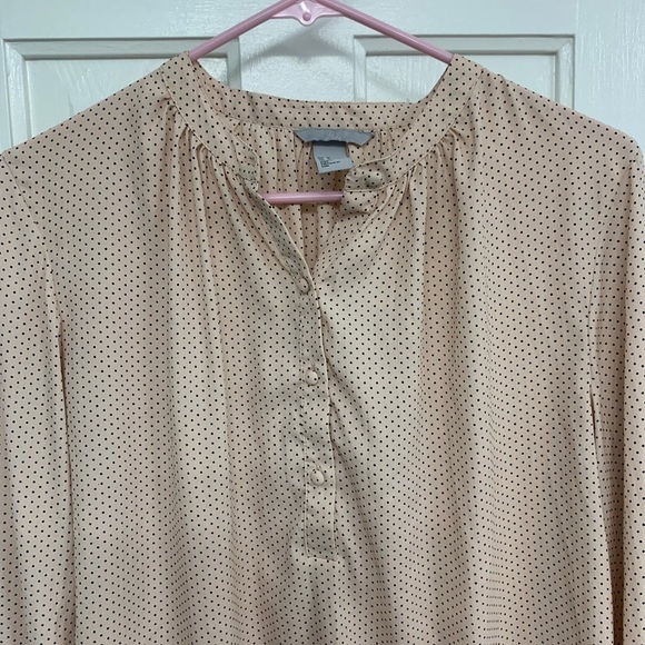 🎉H&M Lightweight Pale Pink With Tiny Black Polka-Dots Long Sleeve Blouse Size 8 - Picture 5 of 13